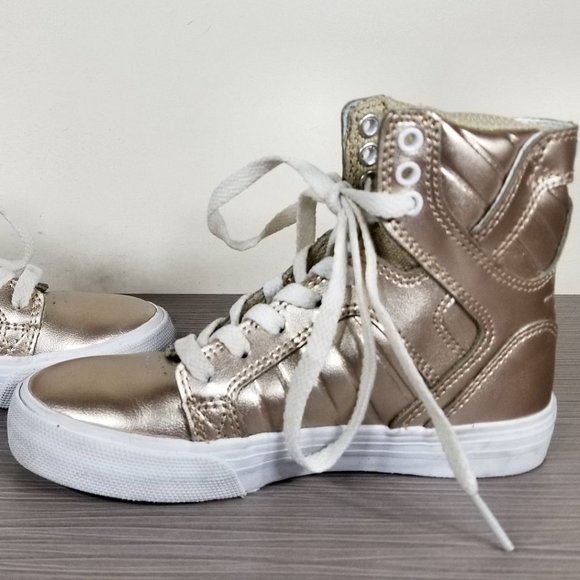 Supra Skytop High Top Sneaker, Rose Gold Leather, Big Kid Size 11 / 29 - Picture 6 of 10
